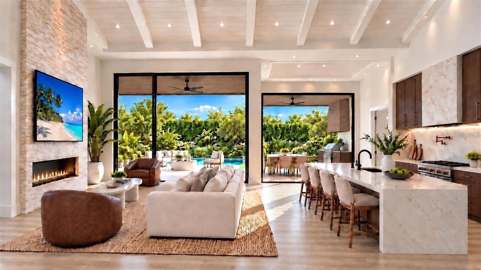 838 NORSOTA WAY, Sarasota, FL 34242 Living room, with virtual staging.
