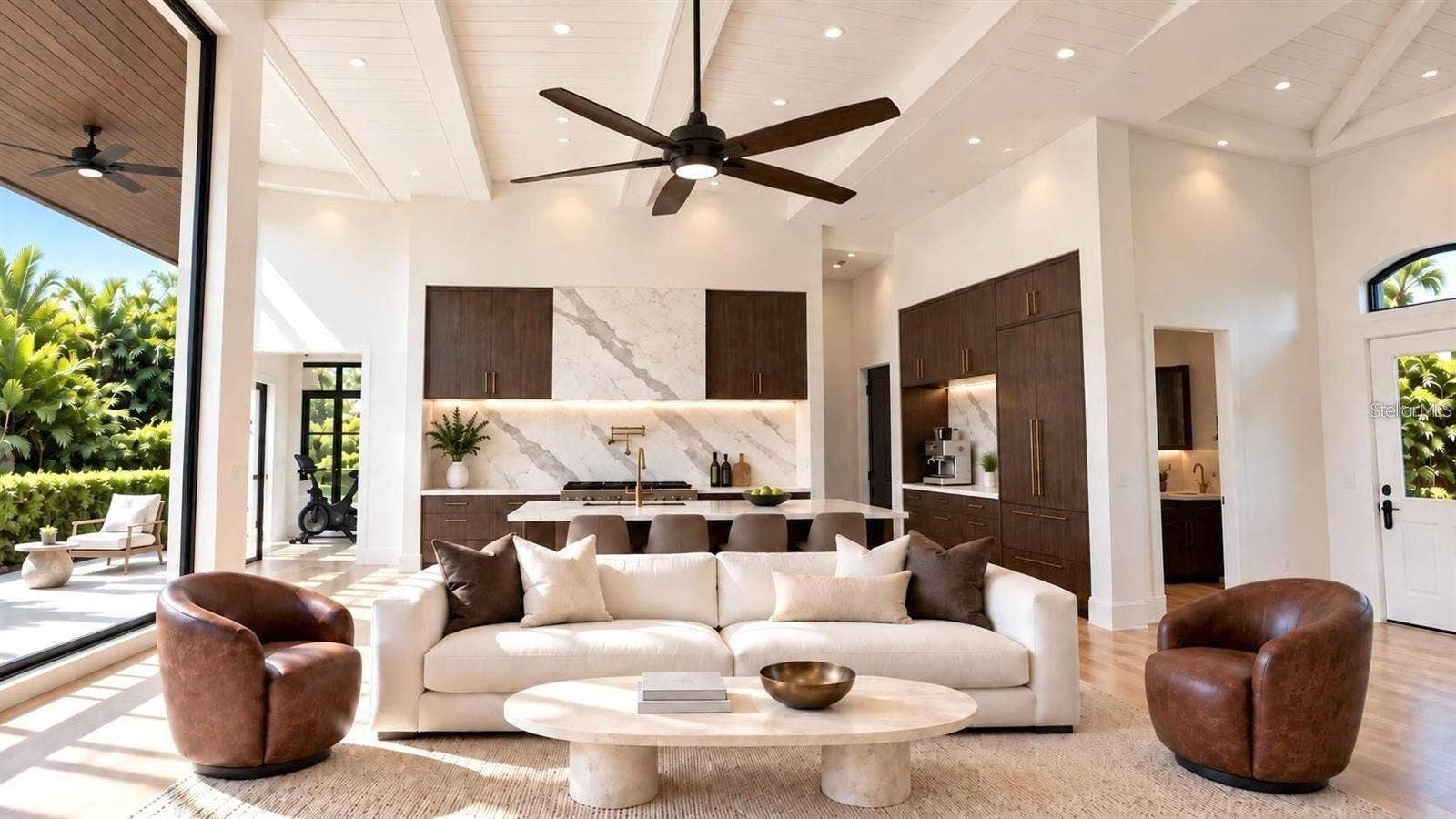 838 NORSOTA WAY, Sarasota, FL 34242 Living room, with virtual staging.