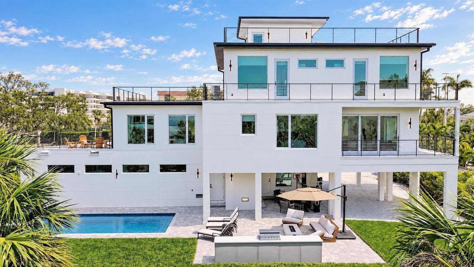 8800 MIDNIGHT PASS ROAD, Sarasota, FL 34242 Full outdoor kitchen and heated salt water pool with hot tub spa