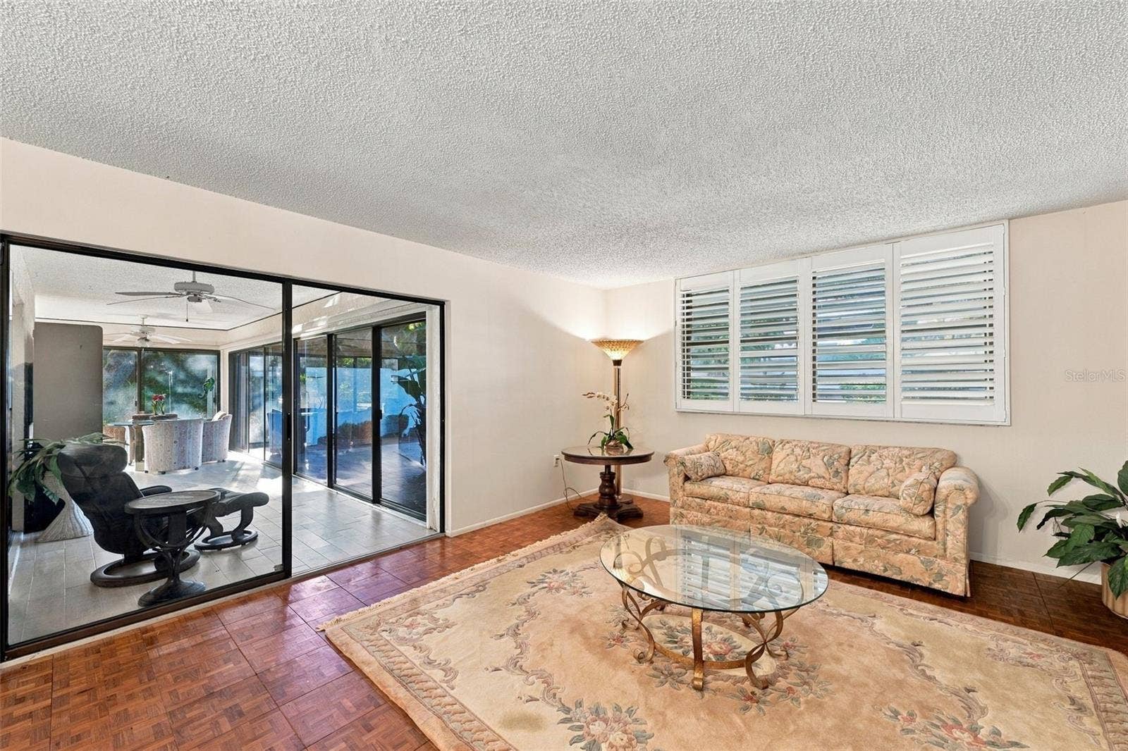 Plantation shutters in living room