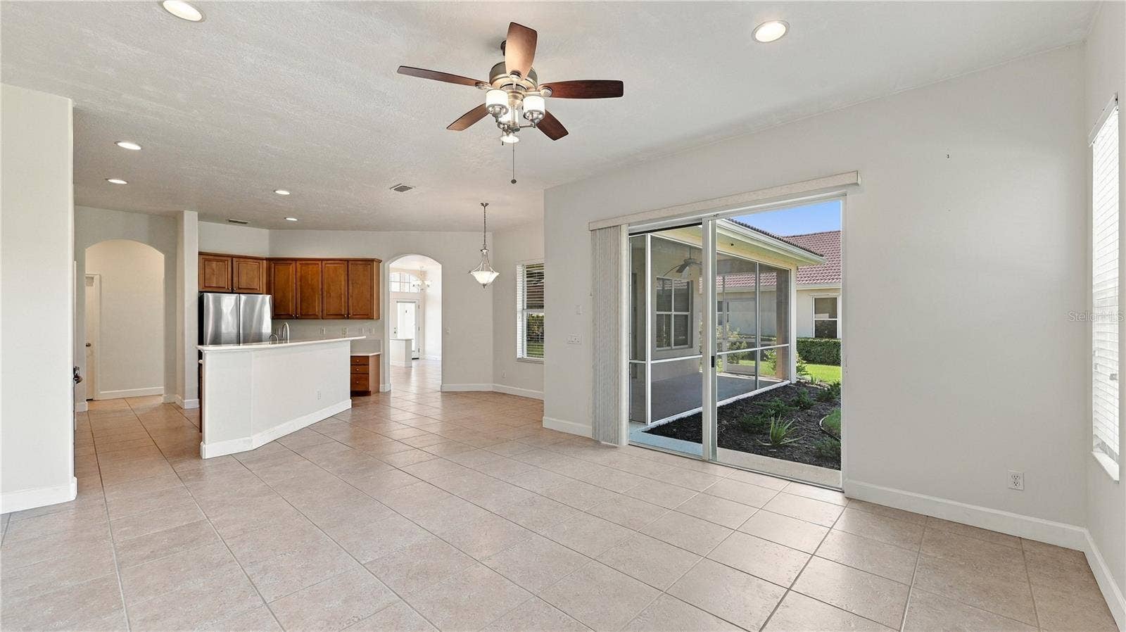 Open Concept: Family Room, Kitchen and Break Area