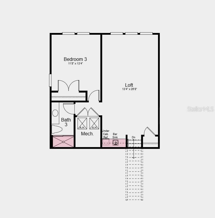 7632 MOONBEAM AVENUE, Sarasota, FL 34241 Second Floor Plan - Additional Highlights Include: gourmet kitchen, tray ceiling package, wet bar in loft, shower in upstairs bathroom, open stair railing with metal spindles, and pool included