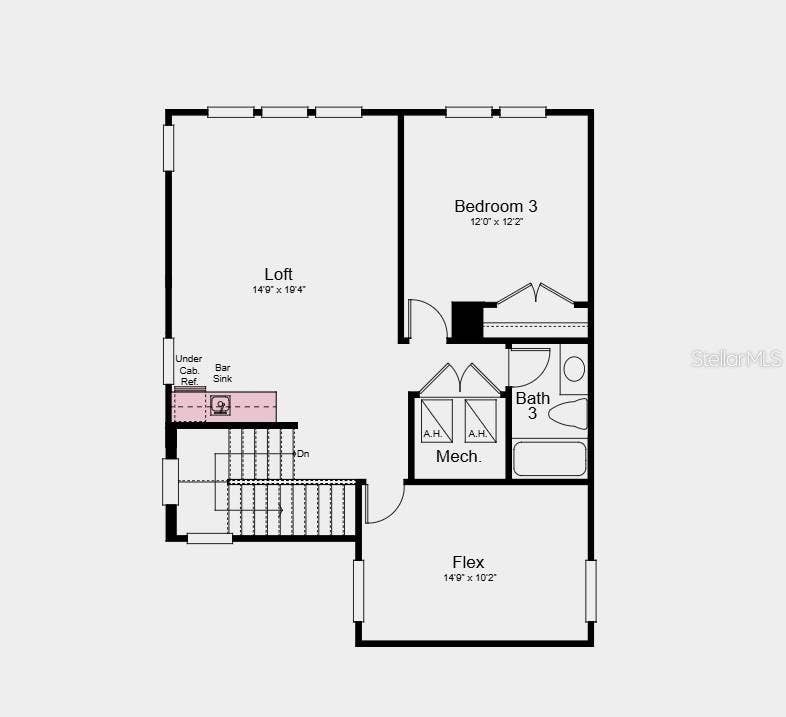 7628 MOONBEAM AVENUE, Sarasota, FL 34241 Second Floor Plan - Additional Highlights Include: Impact windows, tray ceiling pkg, 8' interior doors, metal stair rails, French doors at study, and outdoor kitchen rough-in