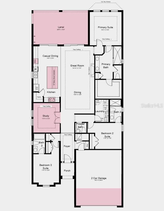 7641 MOONBEAM AVENUE, Sarasota, FL 34241 Floor Plan - Additional Highlights Include: outdoor kitchen rough-in, 4' garage extension, tray ceiling package, 8 interior doors, door from primary closet to laundry room, 80AMP pool and spa prewires and impact windows