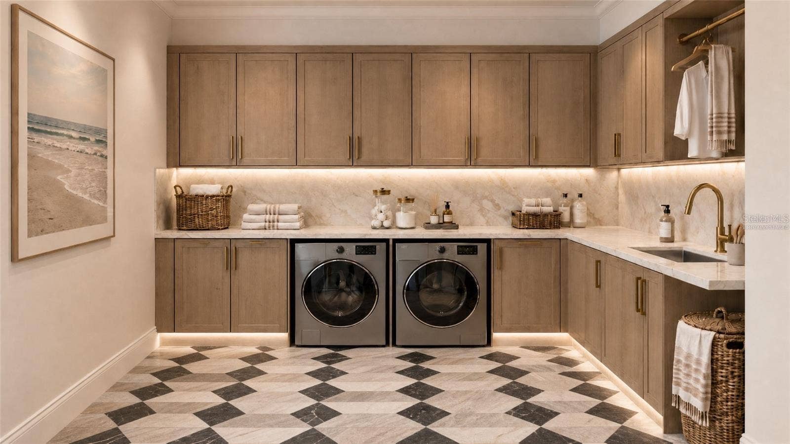 3441 GULFMEAD DRIVE, Sarasota, FL 34242 Laundry room. Virtually staged.