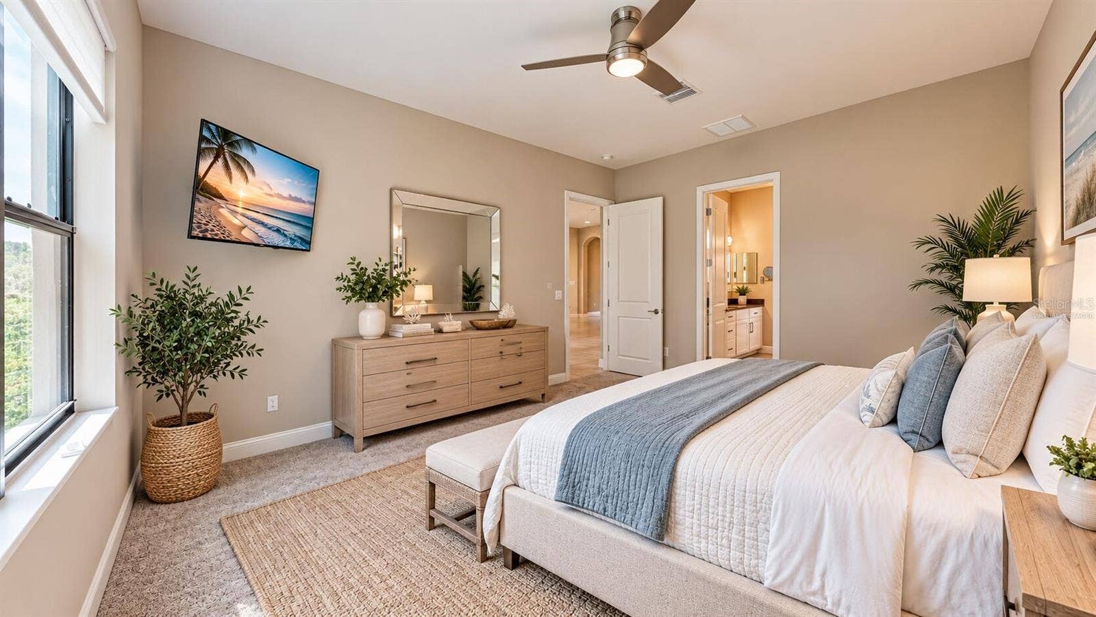 3911 GAVIOTA DRIVE, Ruskin, FL 33573 Virtually staged primary bedroom