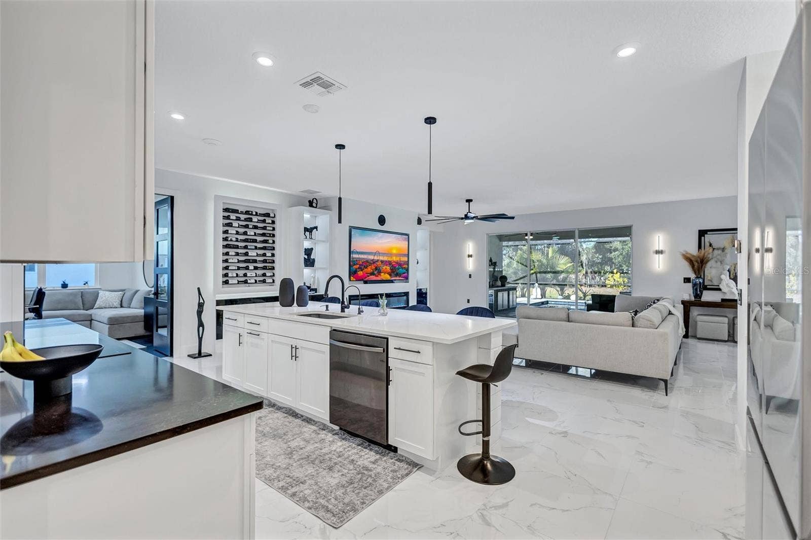 Kitchen open to family area