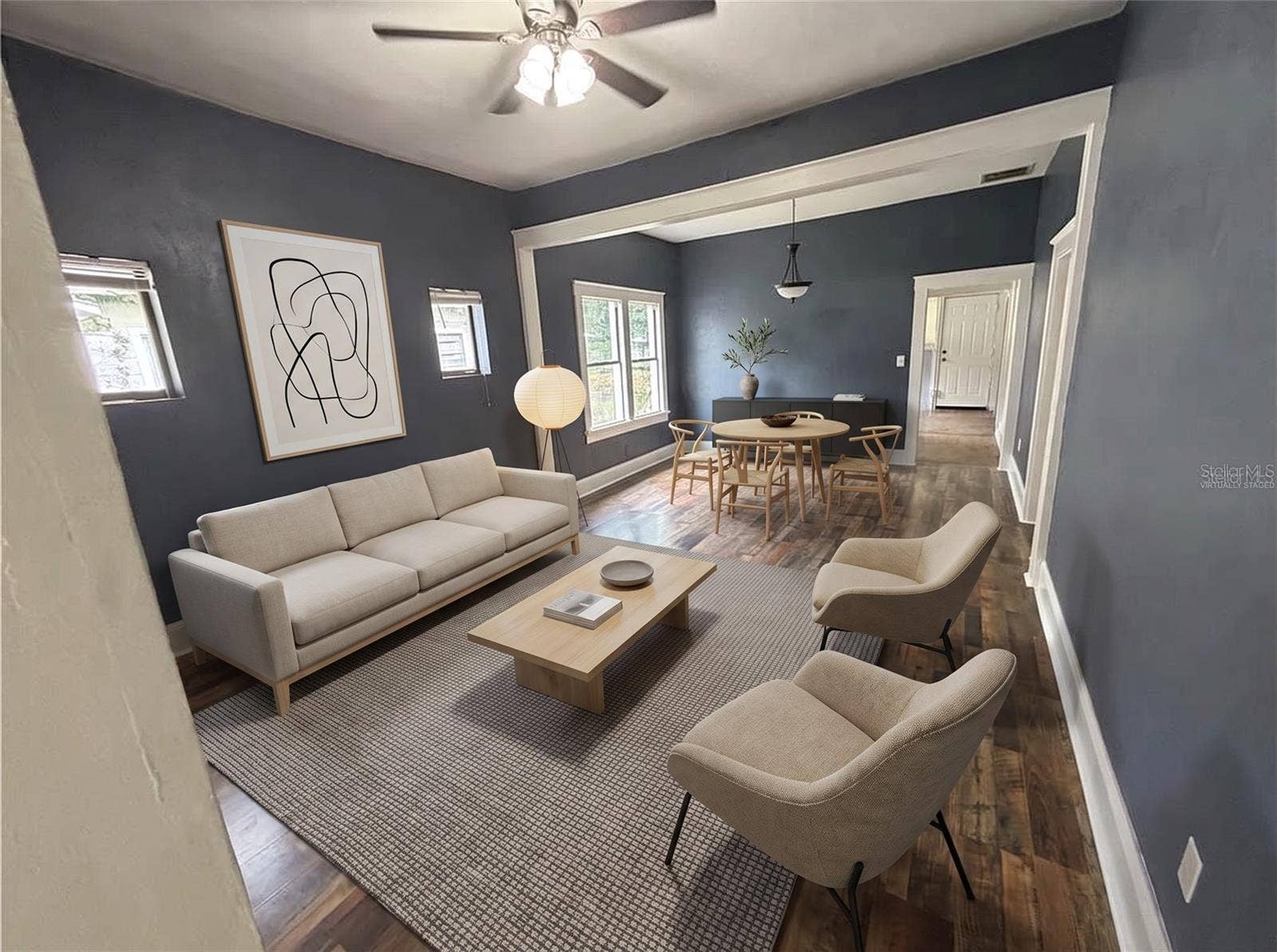 1199 KING AVENUE, Lakeland, FL 33803 Living/dining room looking toward rear of house "Virtually staged"