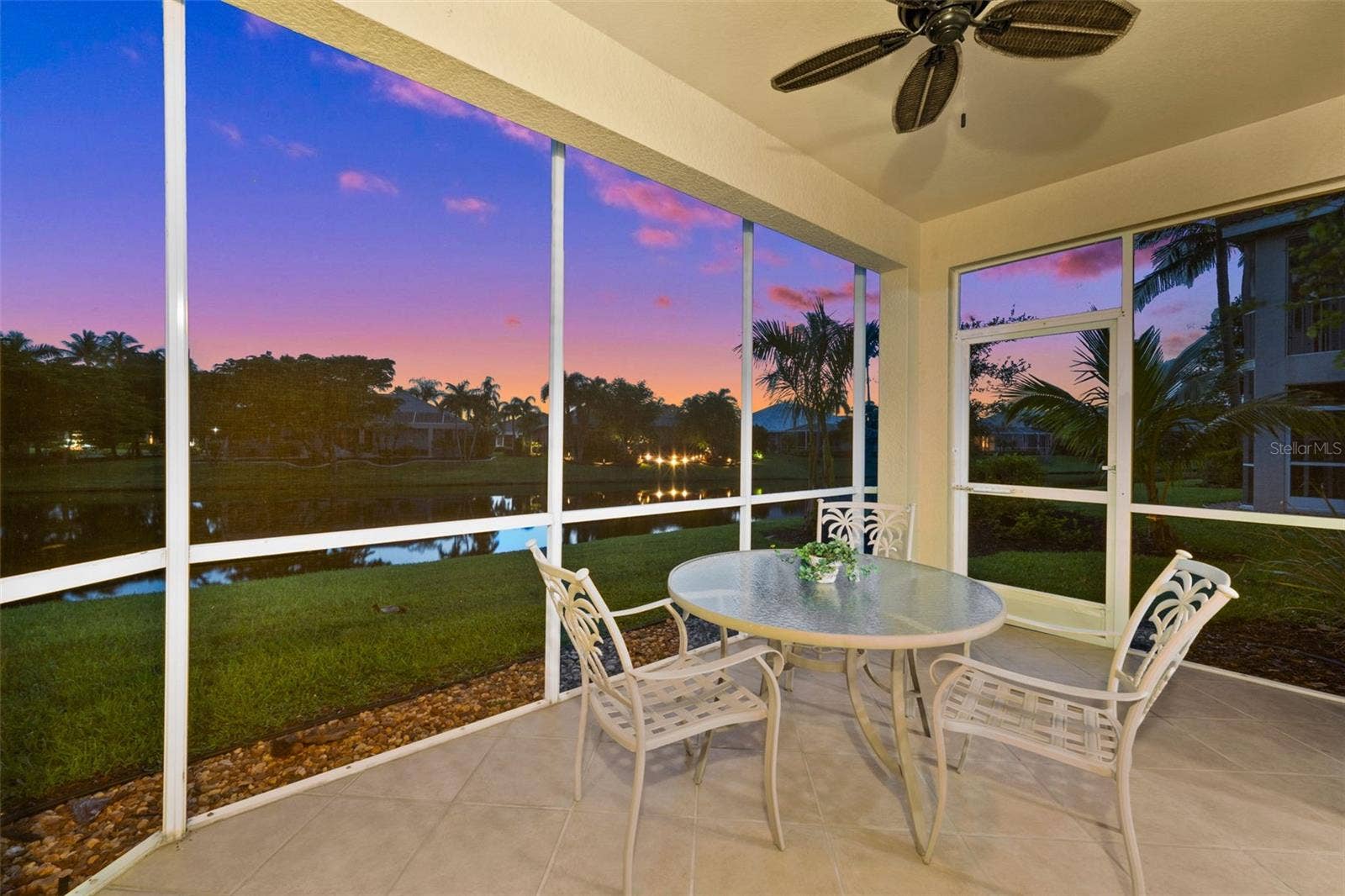 5626 CAPE HARBOUR DRIVE, #102, Cape Coral, FL 33914 View from the Lanai in the Evening