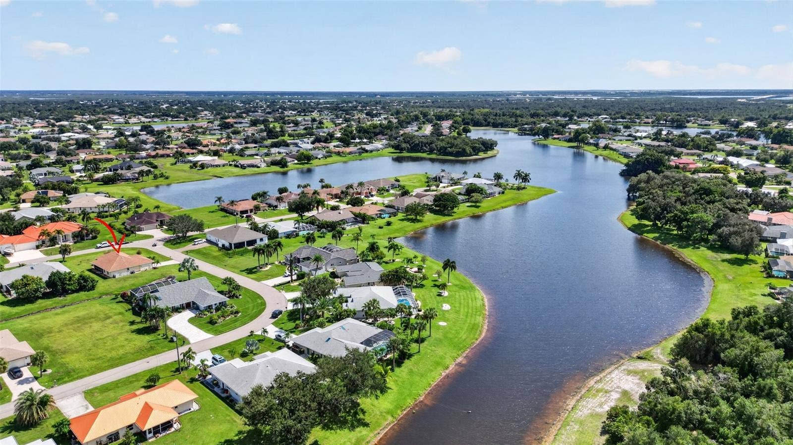 2184 ONONDAGA LANE, Punta Gorda, FL 33983 Aerial View of Lake Henry