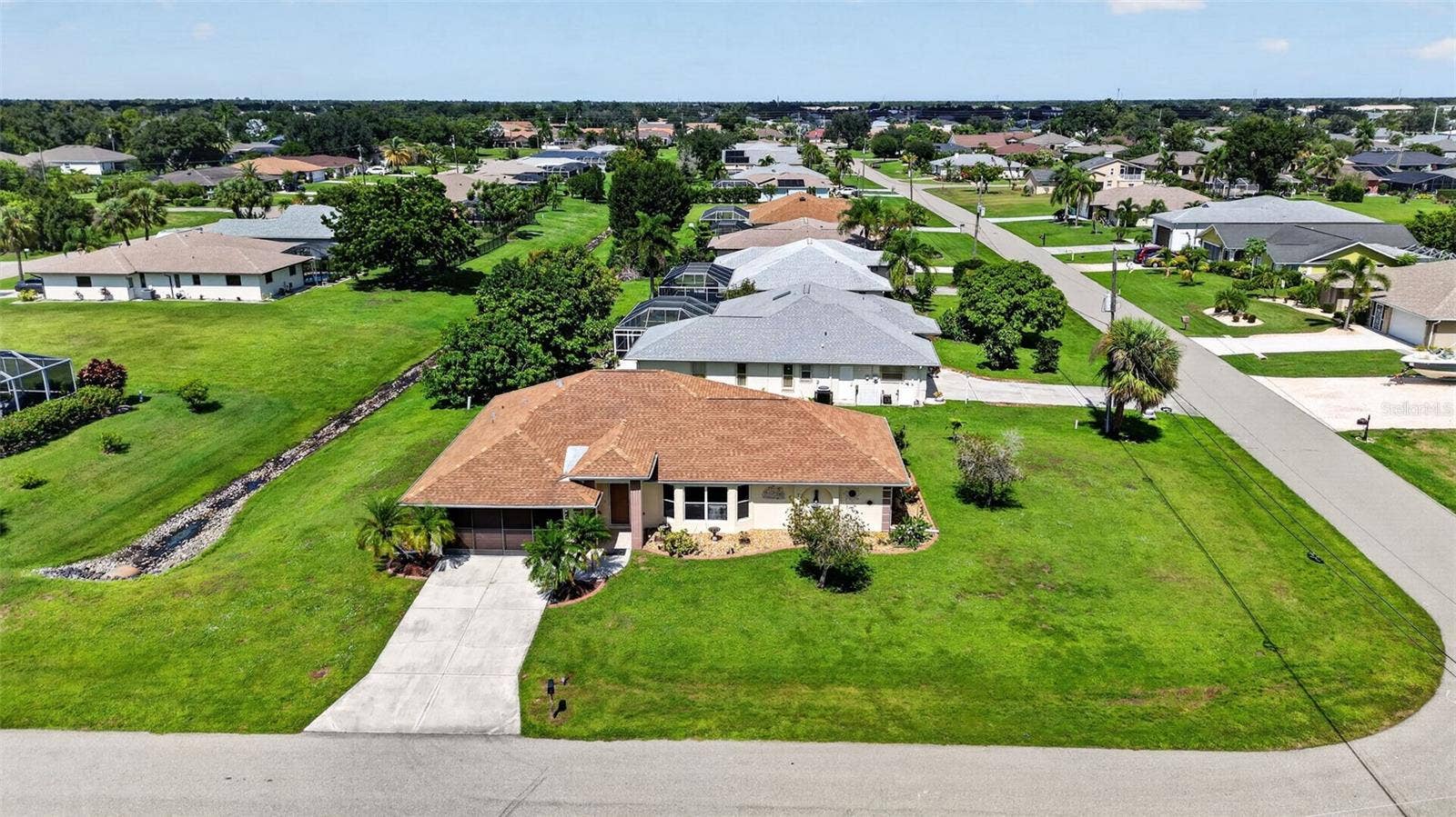 2184 ONONDAGA LANE, Punta Gorda, FL 33983 Aerial View - Large Side Yard Along Peterborough Rd