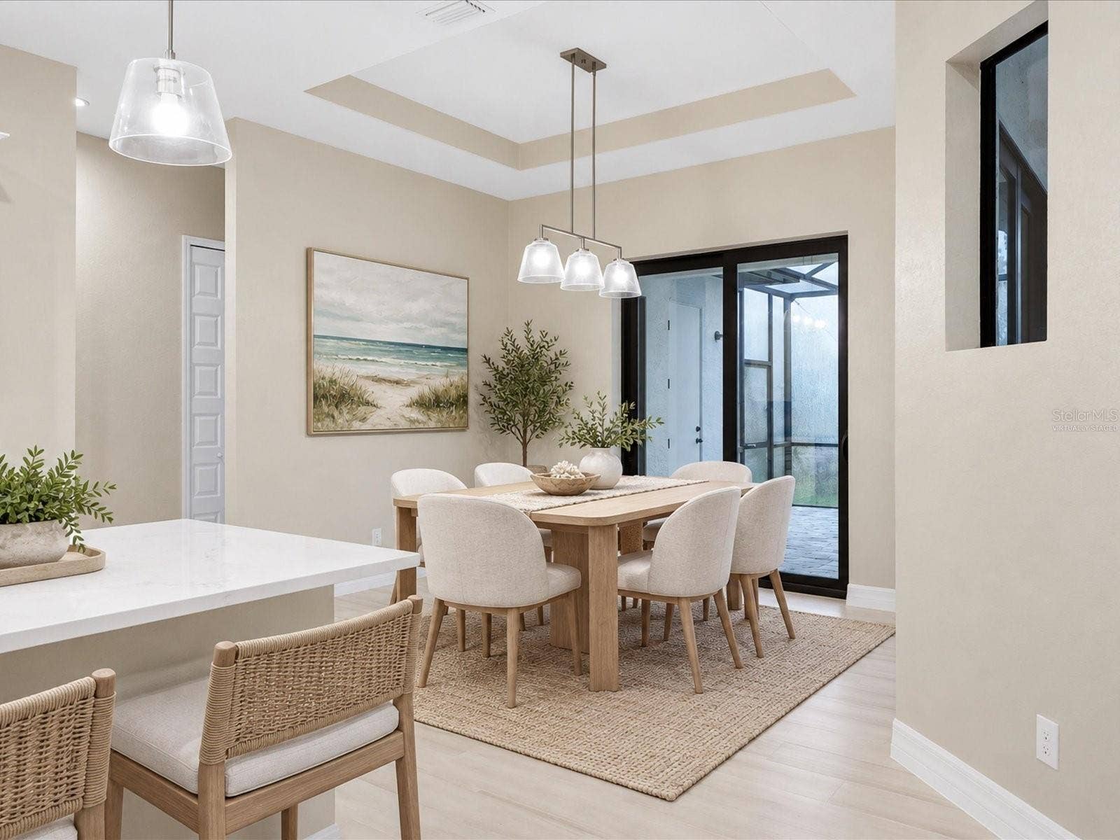 Virtually staged. Dining area