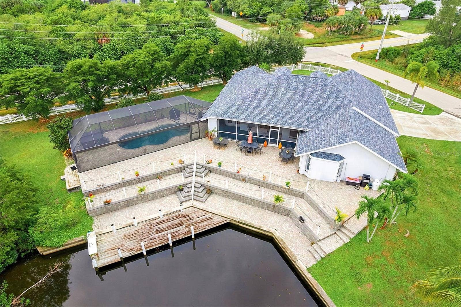 614 RIO VILLA DRIVE, Punta Gorda, FL 33950 Aerial View of Home and Dock
