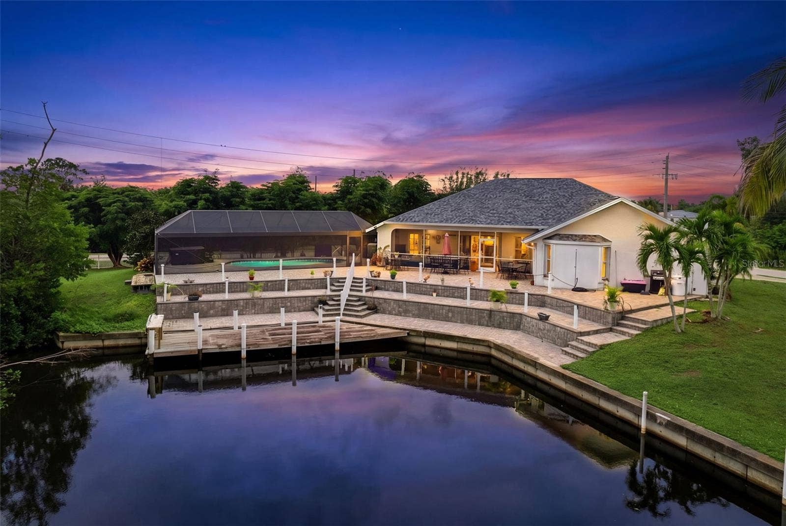 614 RIO VILLA DRIVE, Punta Gorda, FL 33950 Dock and Canal at Twilight