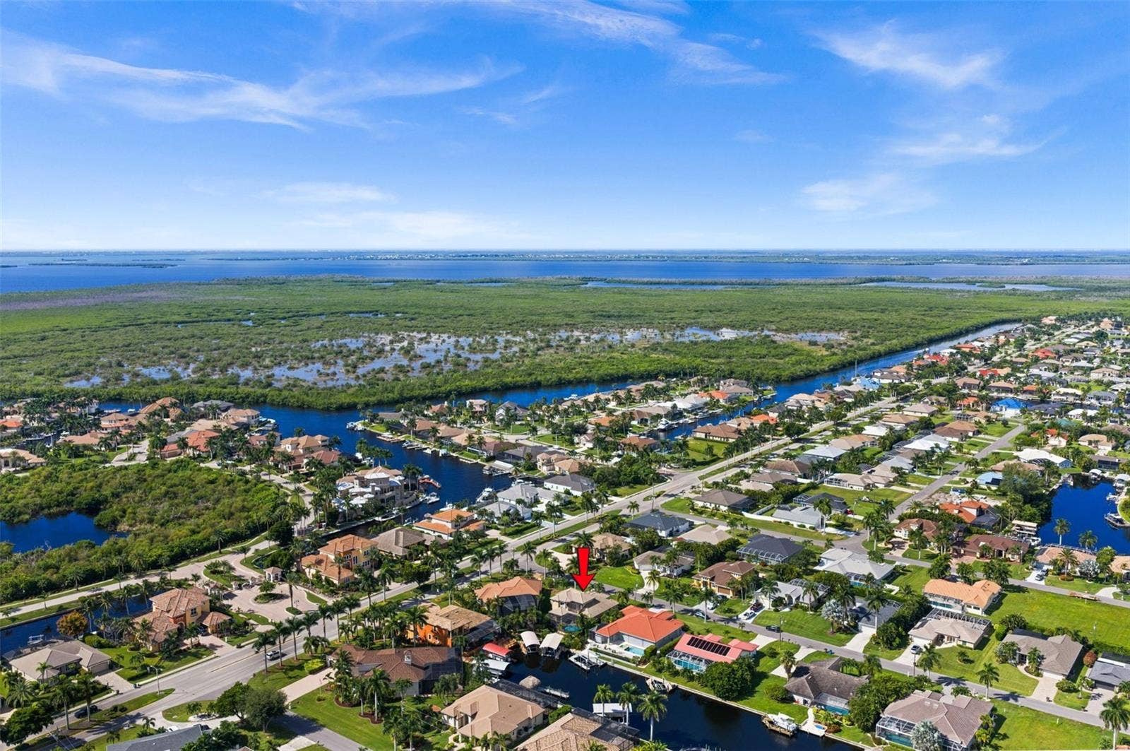 A view of the house with the aquatic preserve in the background