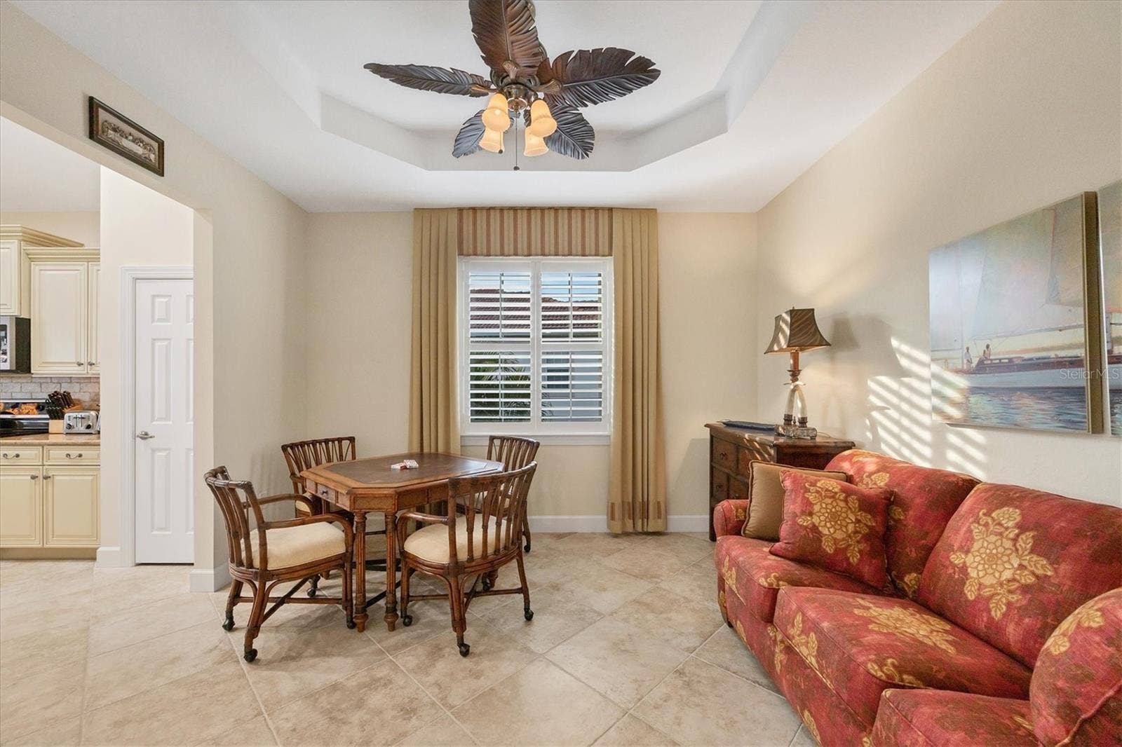 Dining Room - Custom upholstered sleeper/sofa and card table.