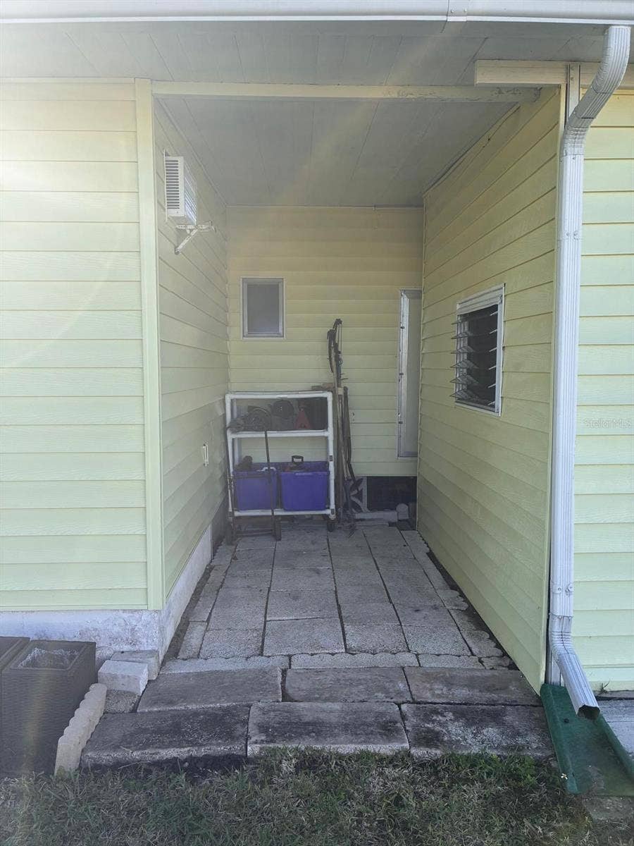 Walkway between house and shed