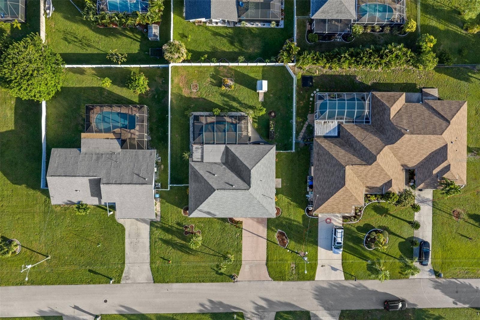 A bird's eye view of a well-maintained residential neighborhood. No HOA fees here.