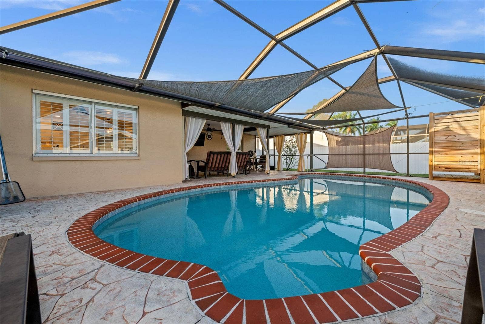Much under-cover shaded space and much open space for sun bathing.