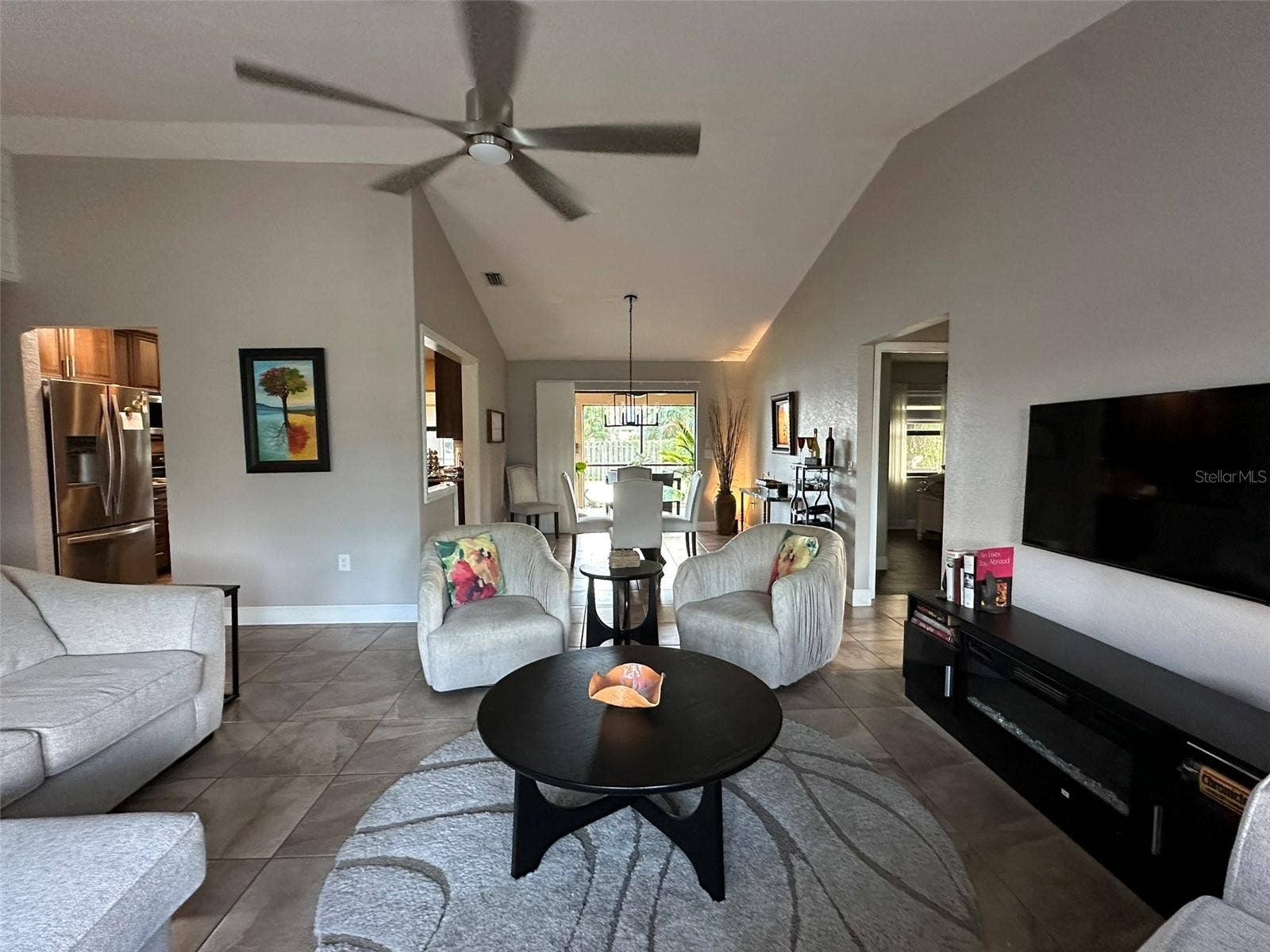 Living room into dining room