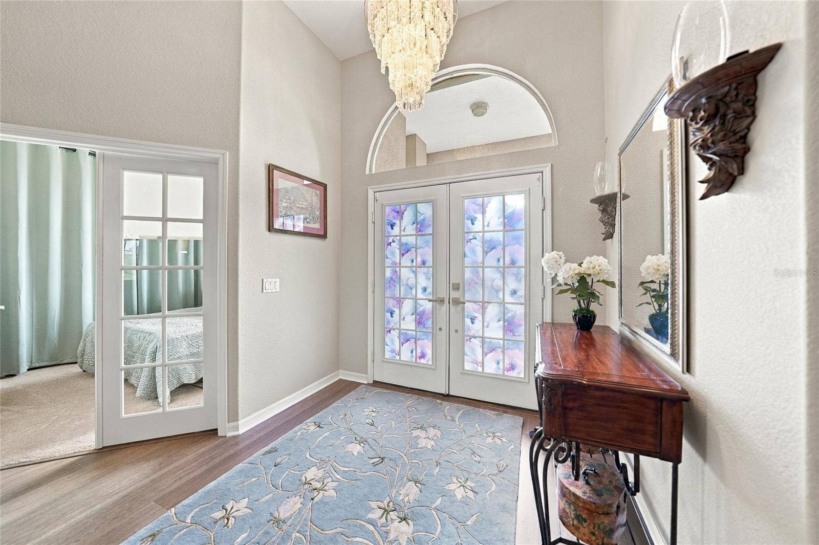 Foyer, New Flooring, French Doors to Den