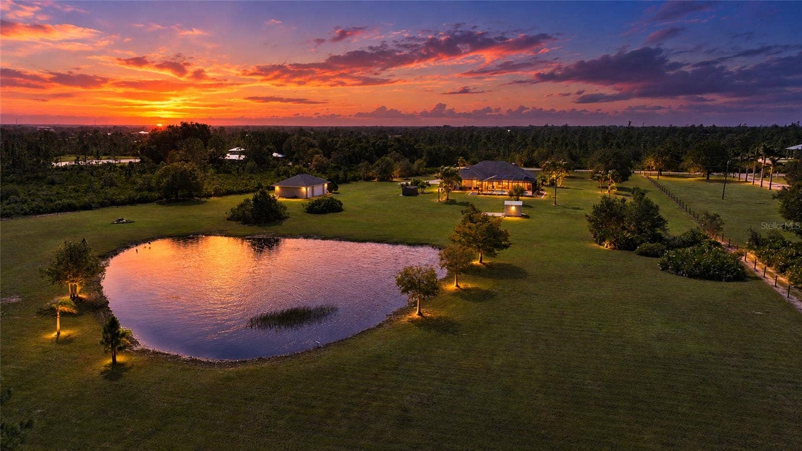 Photographer enhanced lighting - 6.39 Fenced Acres, 3 Bed + Den, 3 Bath, 5 Car Garage, In-Ground Pool, Gated Entry, Equestrian Trails