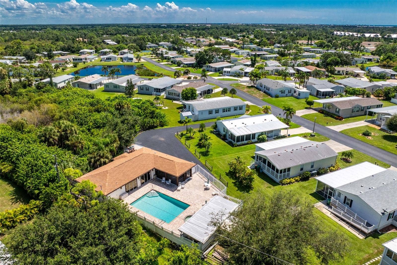 Aerial - clubhouse and swimming pool