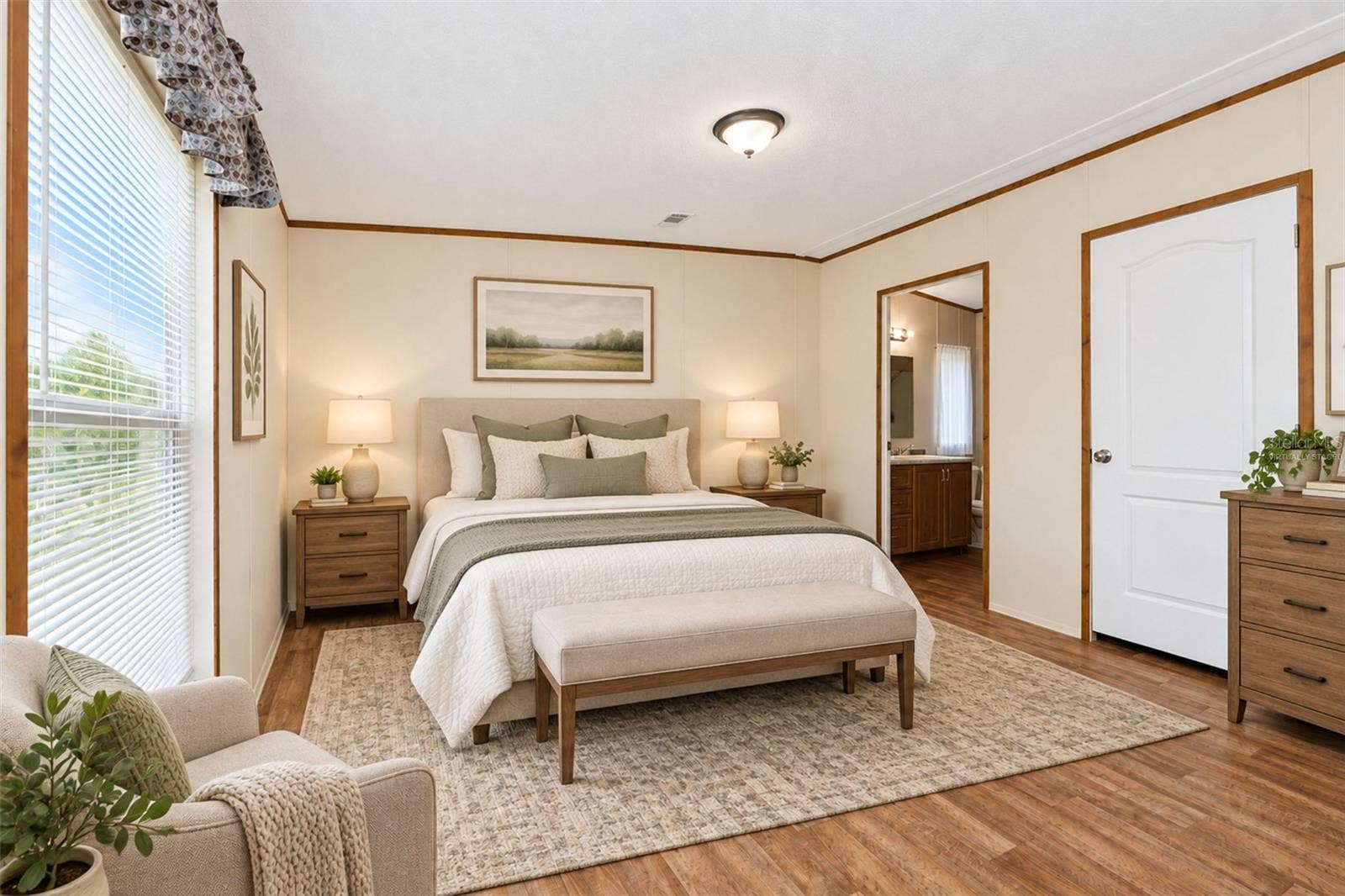 Virtually staged Primary Bedroom