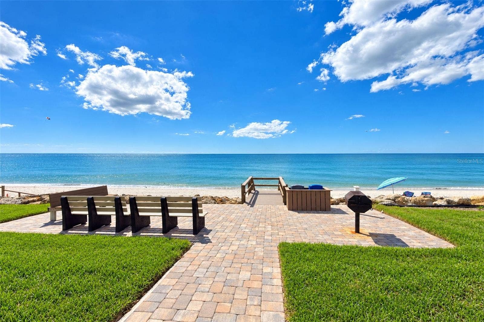 2950 N BEACH ROAD, #A321, Englewood, FL 34223 Grilling area with steps to the beach.