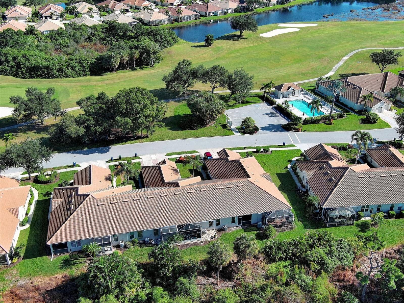 Aerial View of Villa and private pool area.