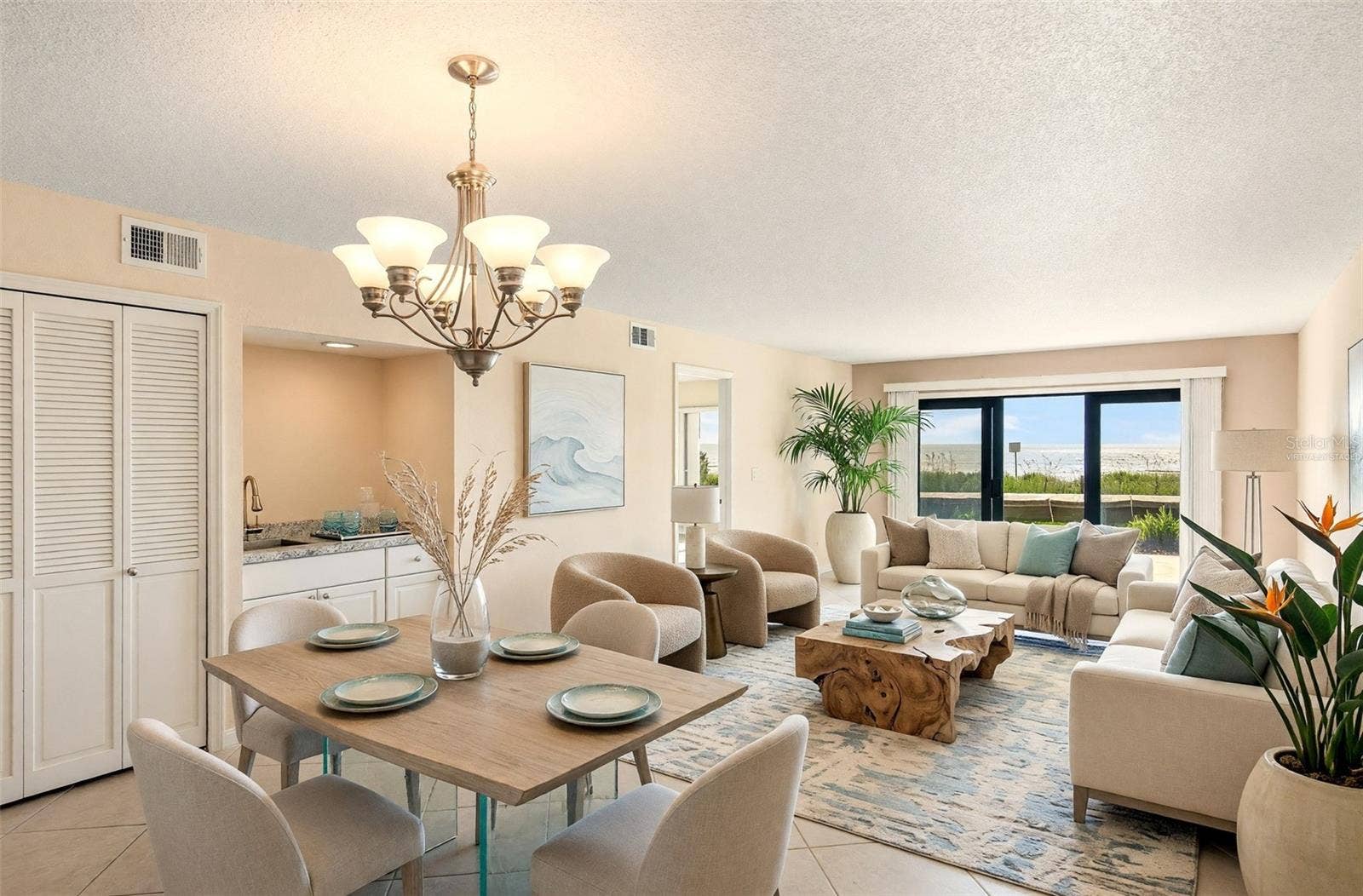 Living dining area virtually staged