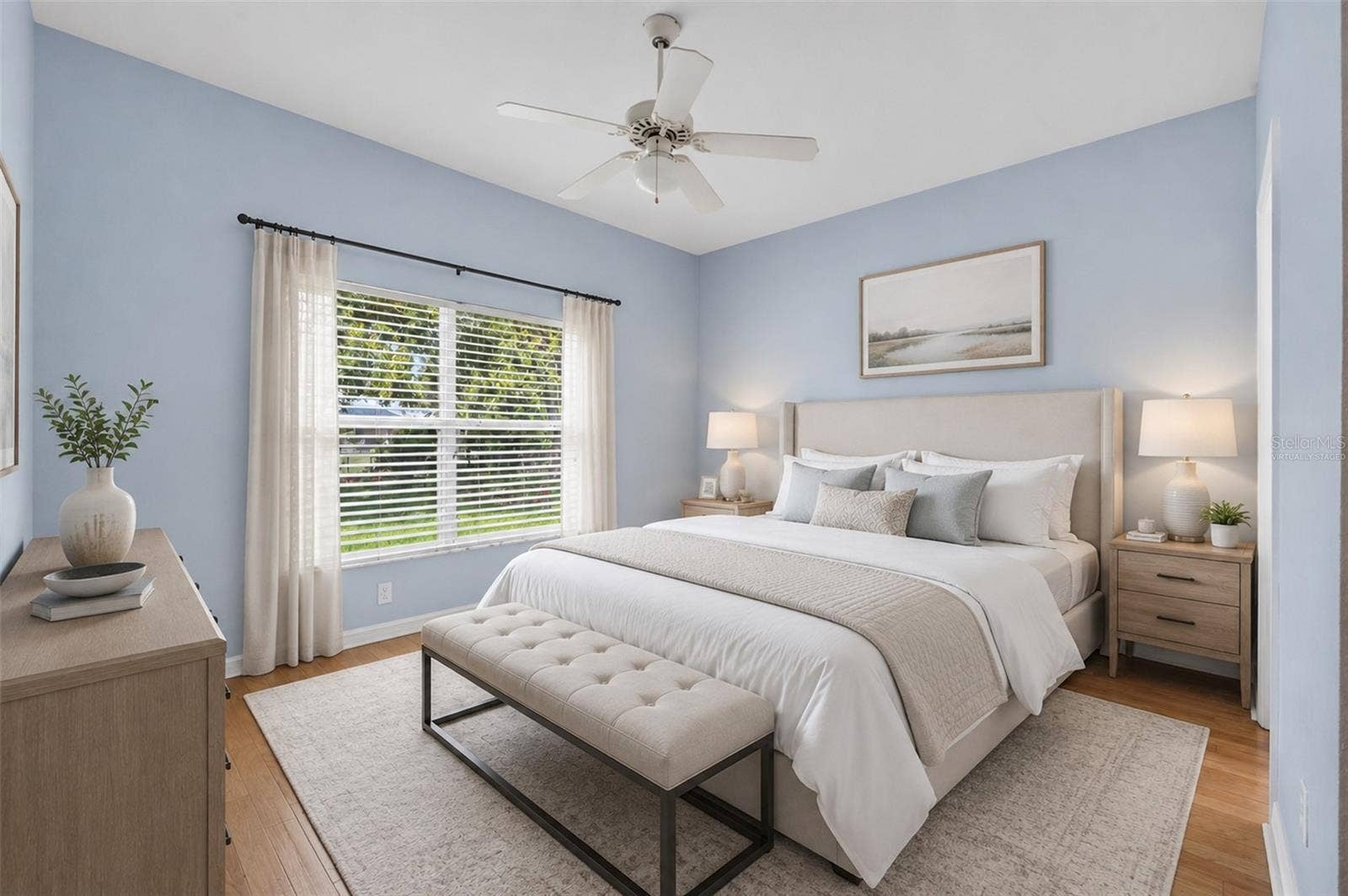 virtually staged master bedroom
