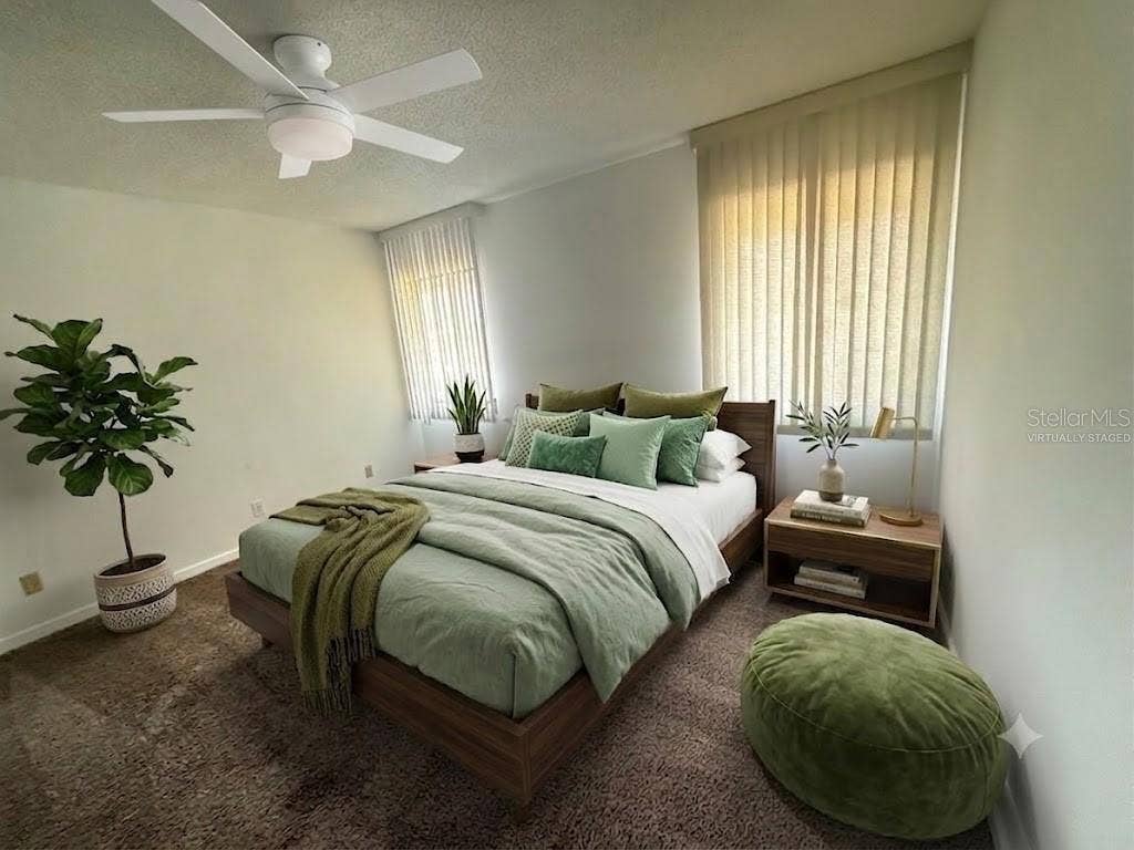 VIRTUALLY STAGED GUEST BEDROOM WITH NEW FAN/LIGHT