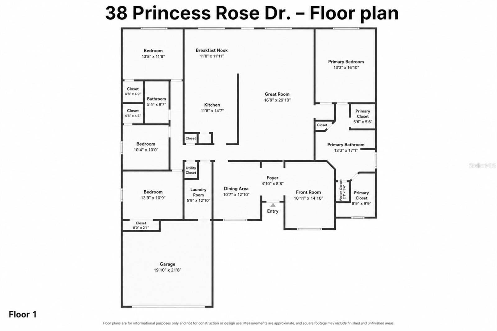 38 PRINCESS ROSE DRIVE, Palm Coast, FL 32164 Floor Plan