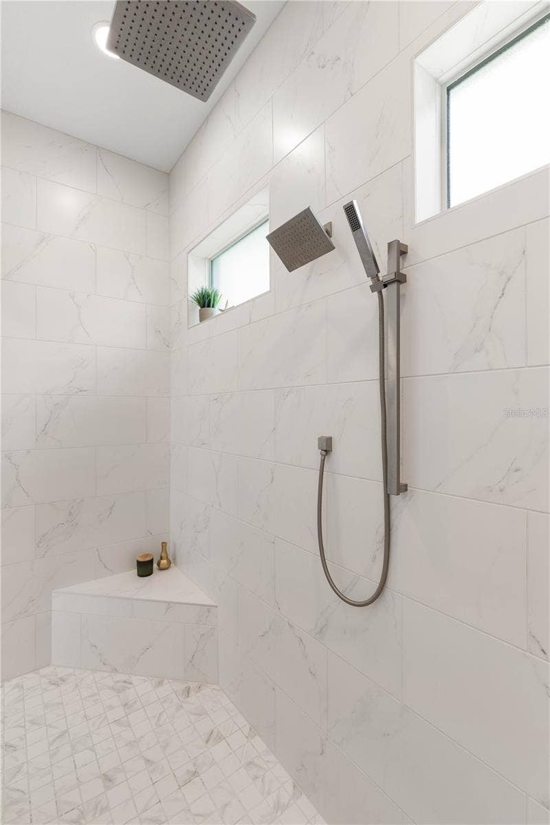 It is spa day, complete with rain shower and handheld sprayer!