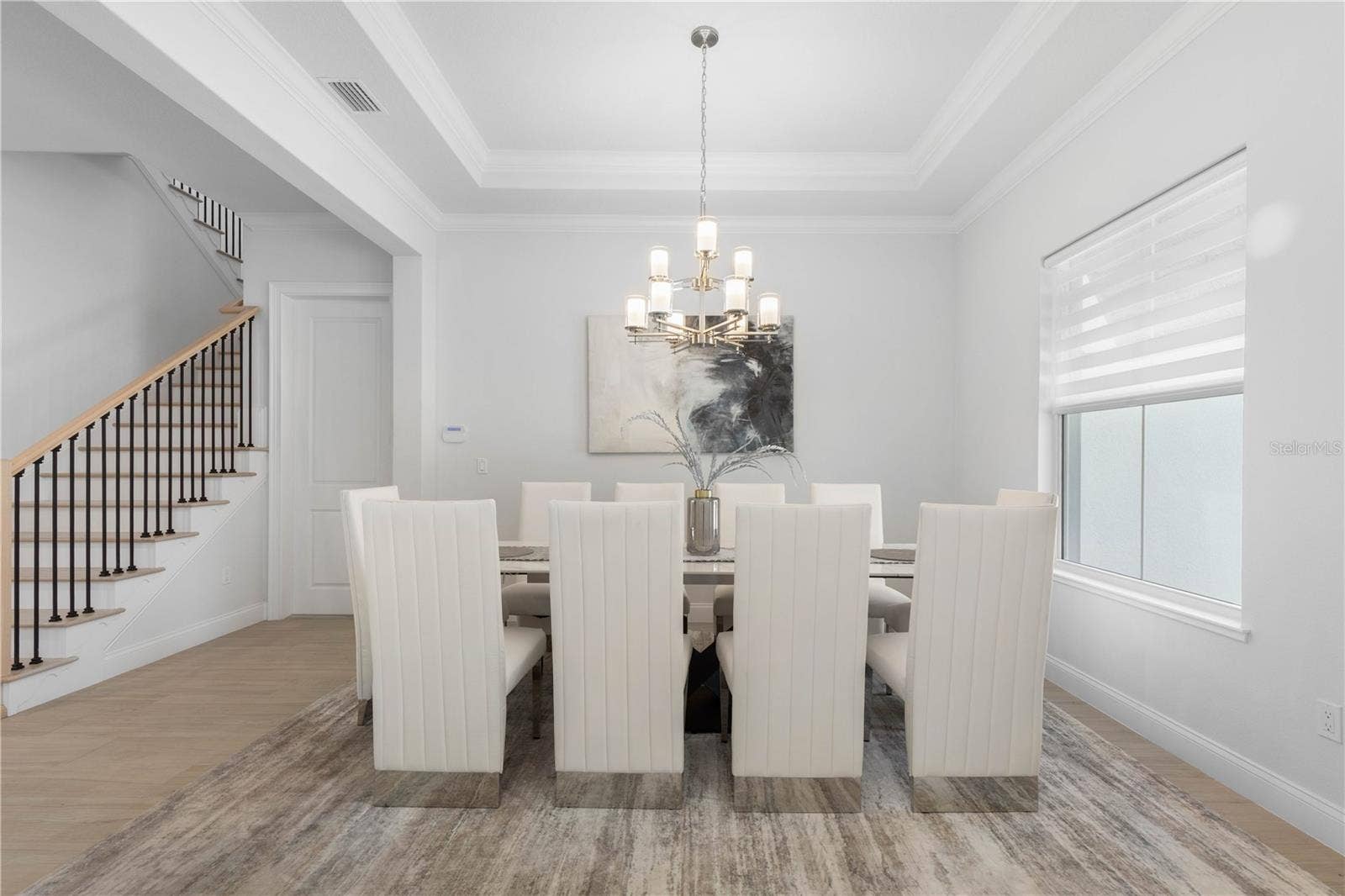 Formal dining area with room for family and friends