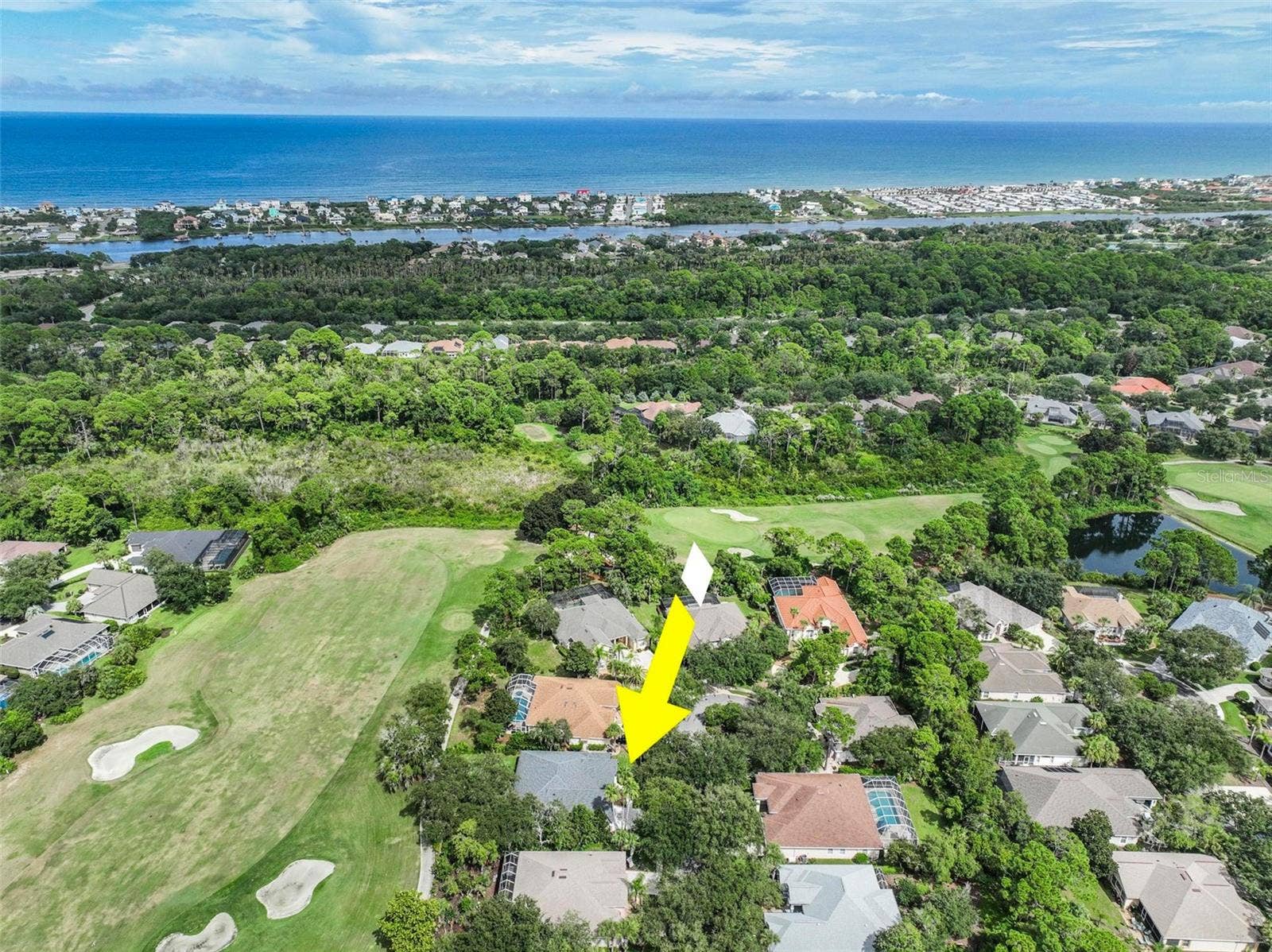 17 GRANDVIEW DRIVE, Palm Coast, FL 32137 Aerial View of home on the Jack Nicklaus Golf Course and Ocean just minutes away