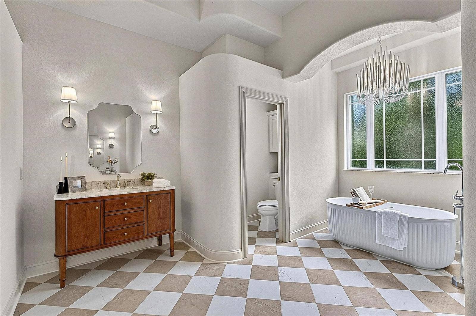 17 GRANDVIEW DRIVE, Palm Coast, FL 32137 Master Bathroom with wood side mens stone top with wood vanity