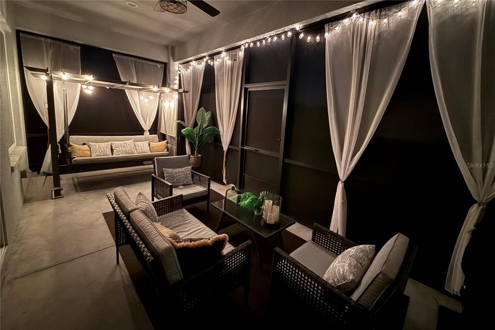 Screened Patio at Night