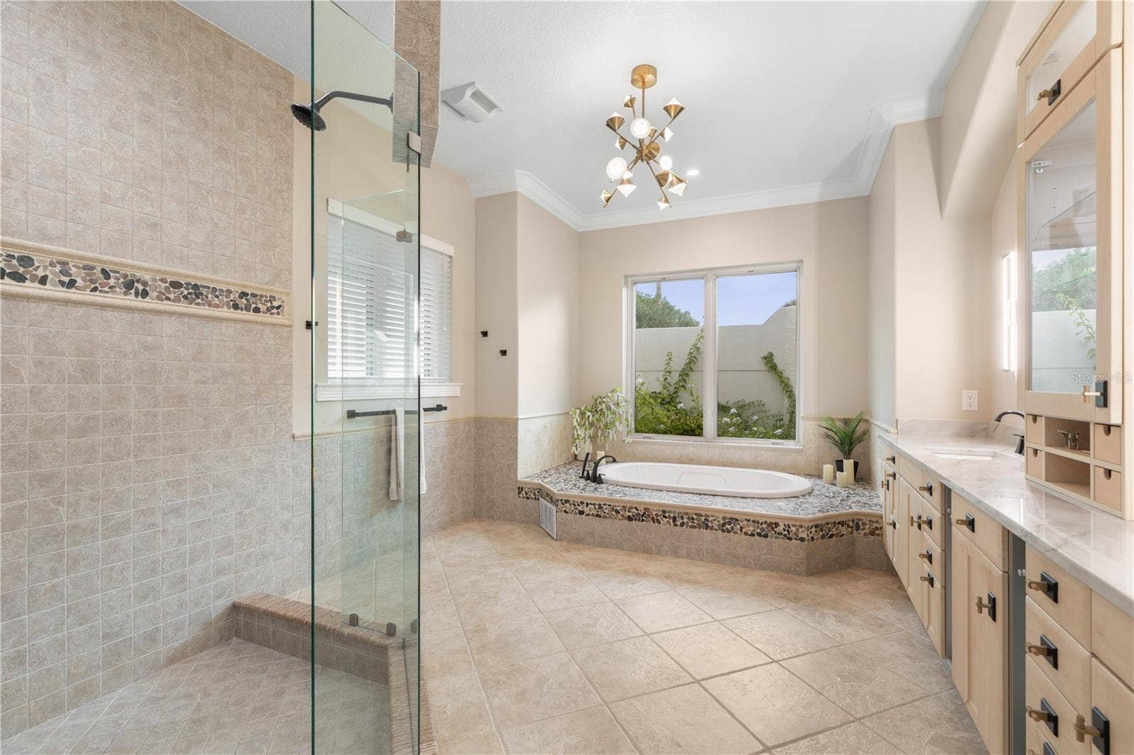 Your own at-home sanctuarysoak away the day in the oversized tub or step into the spacious walk-in shower for a refreshing start.