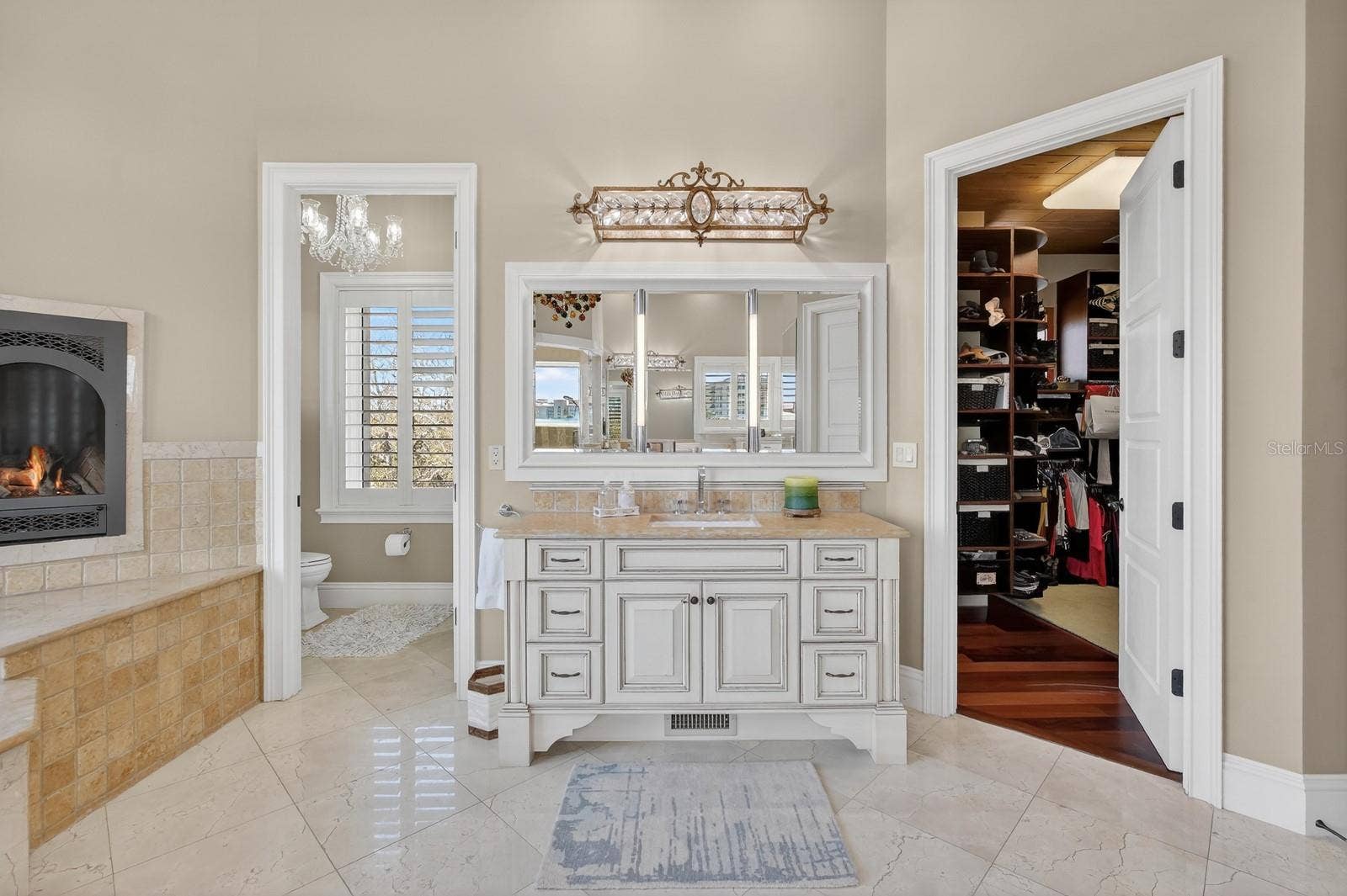 Primary Bathroom with Fireplace