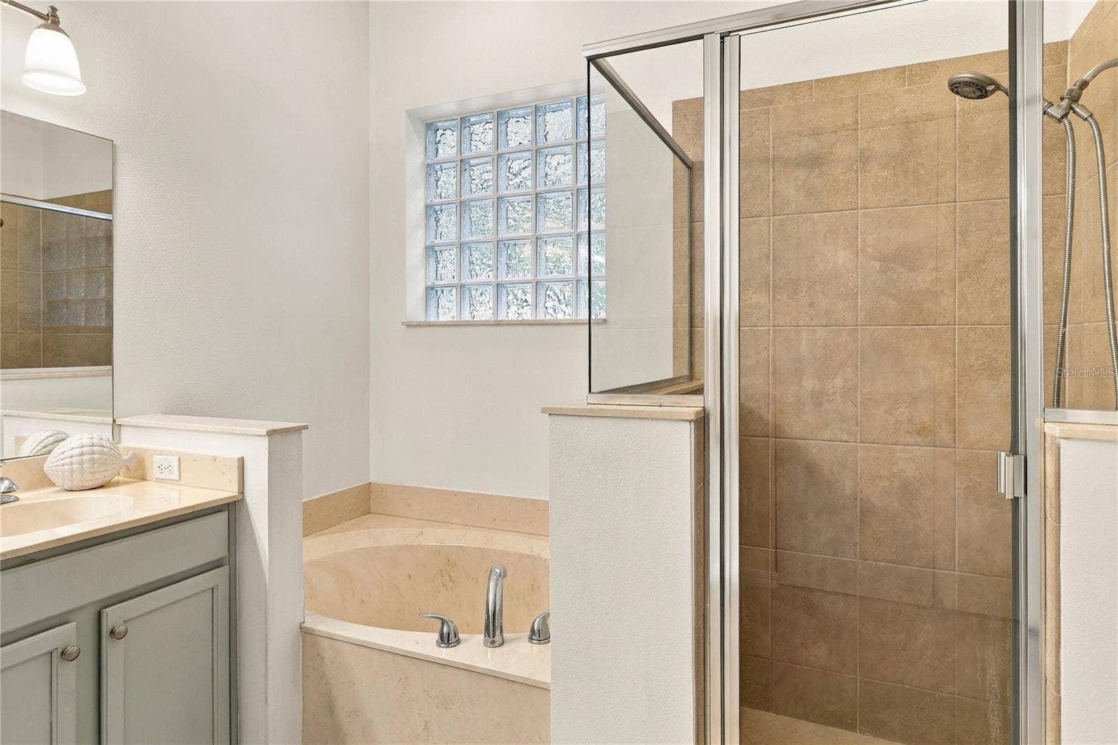 Primary bath with shower and tub!
