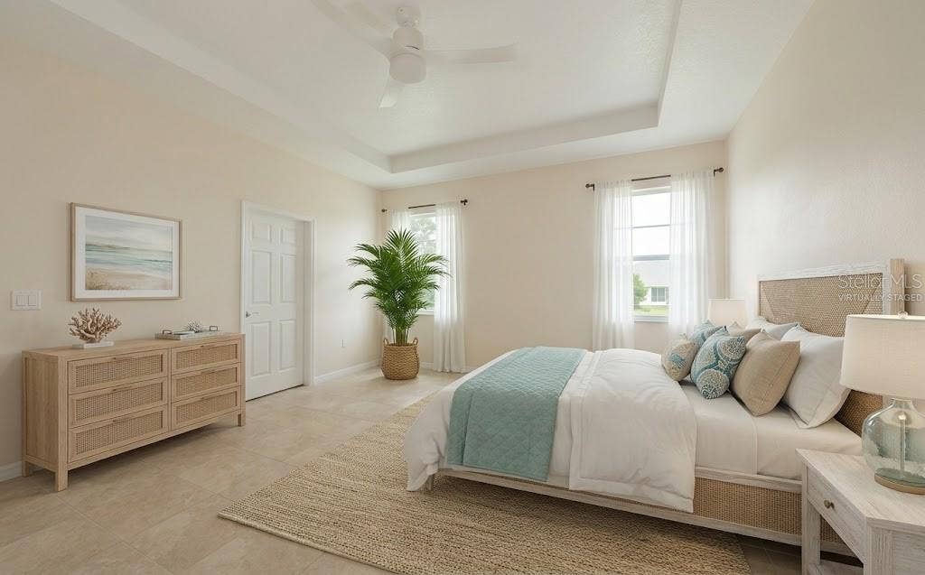 Virtually staged primary suite