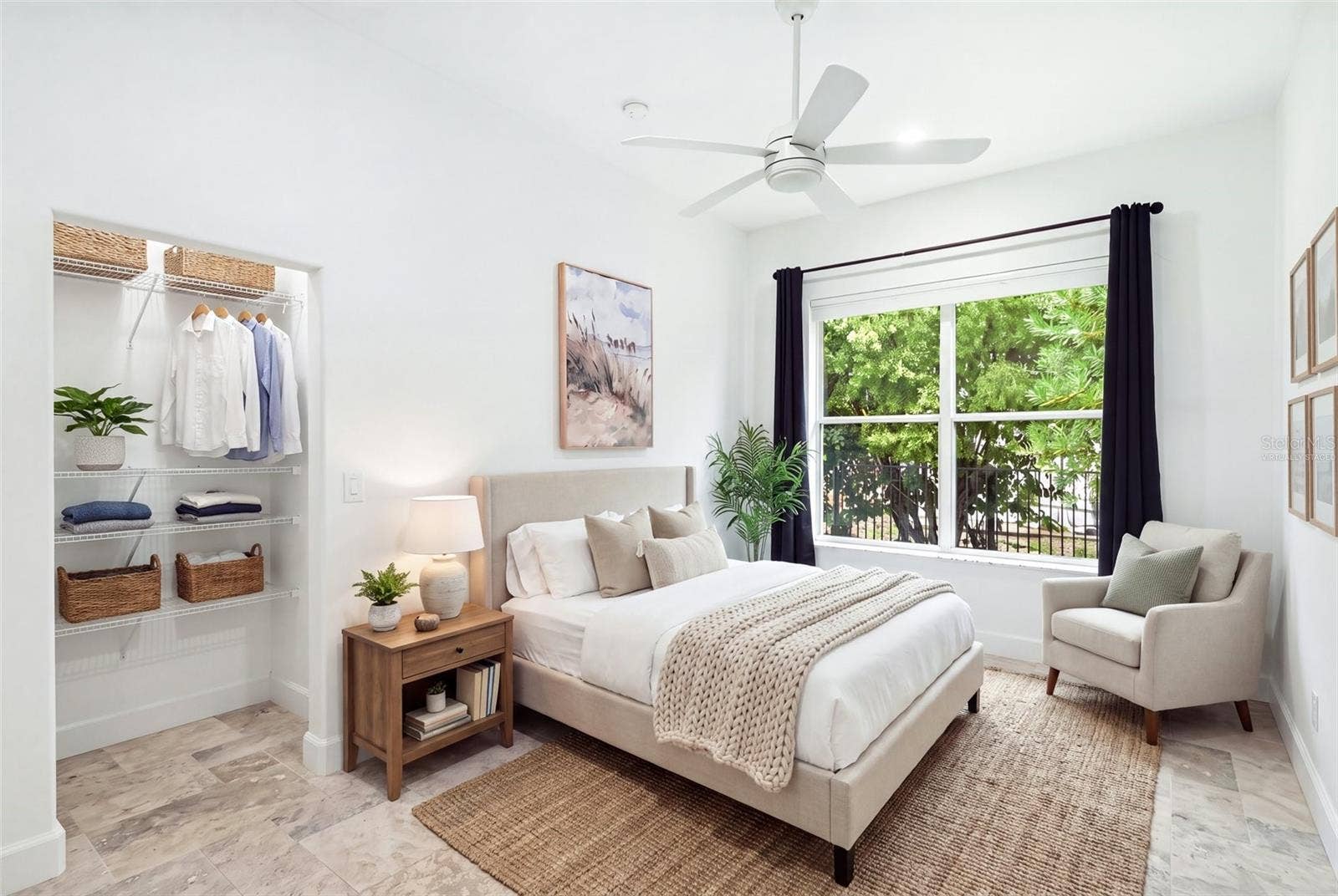 Virtually staged guest room.