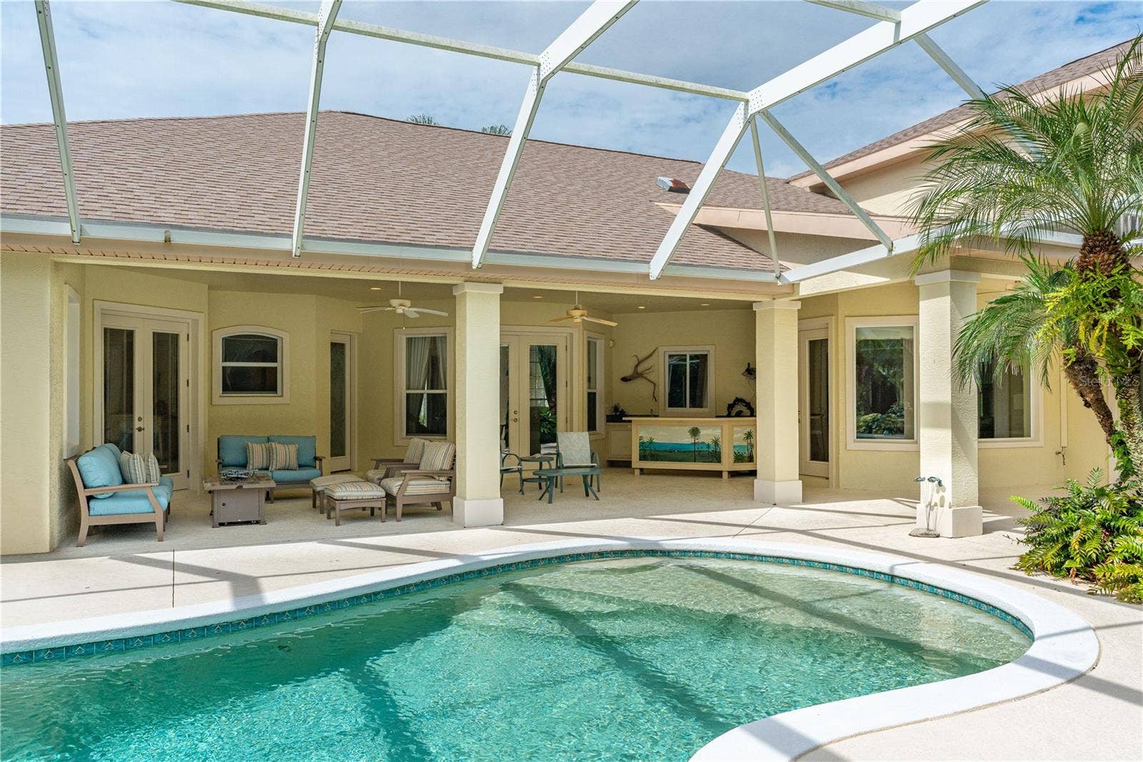 1025 W HAMPSTEAD LANE LANE, Ormond Beach, FL 32174 Pool-View of Covered Patio