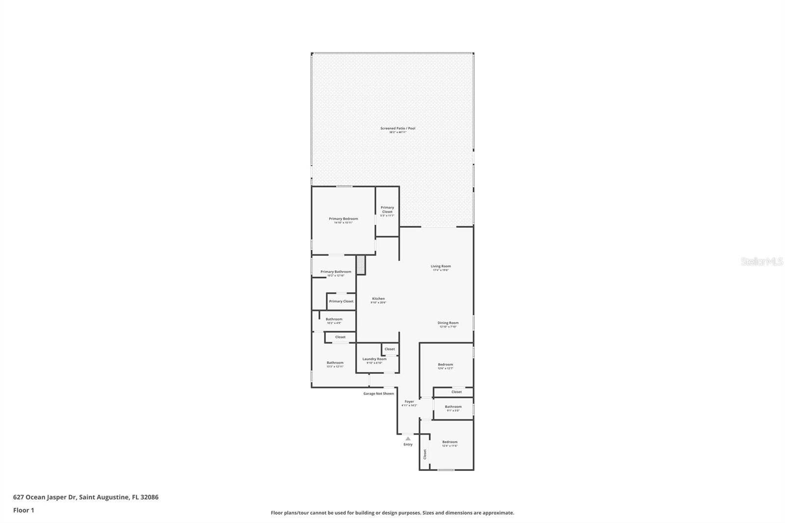 627 OCEAN JASPER DRIVE, St Augustine, FL 32086 4-bed / 3-bath / 2,161 sq ft floorpan with split bedrooms, guest suite w/ ensuite, and open concept living.