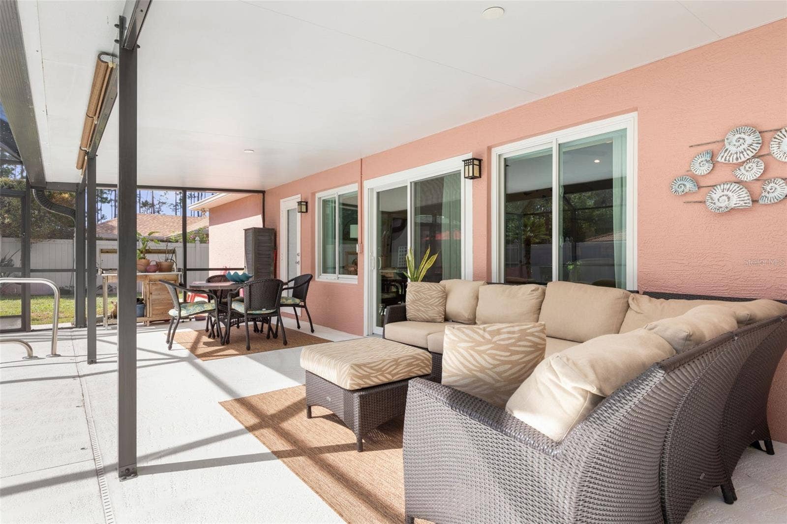 Rain or shine, the fun doesn't have to stop! This generously sized covered lanai offers a sheltered place to enjoy the outdoors, with plenty of possibilities for creating your own favorite poolside hangout.