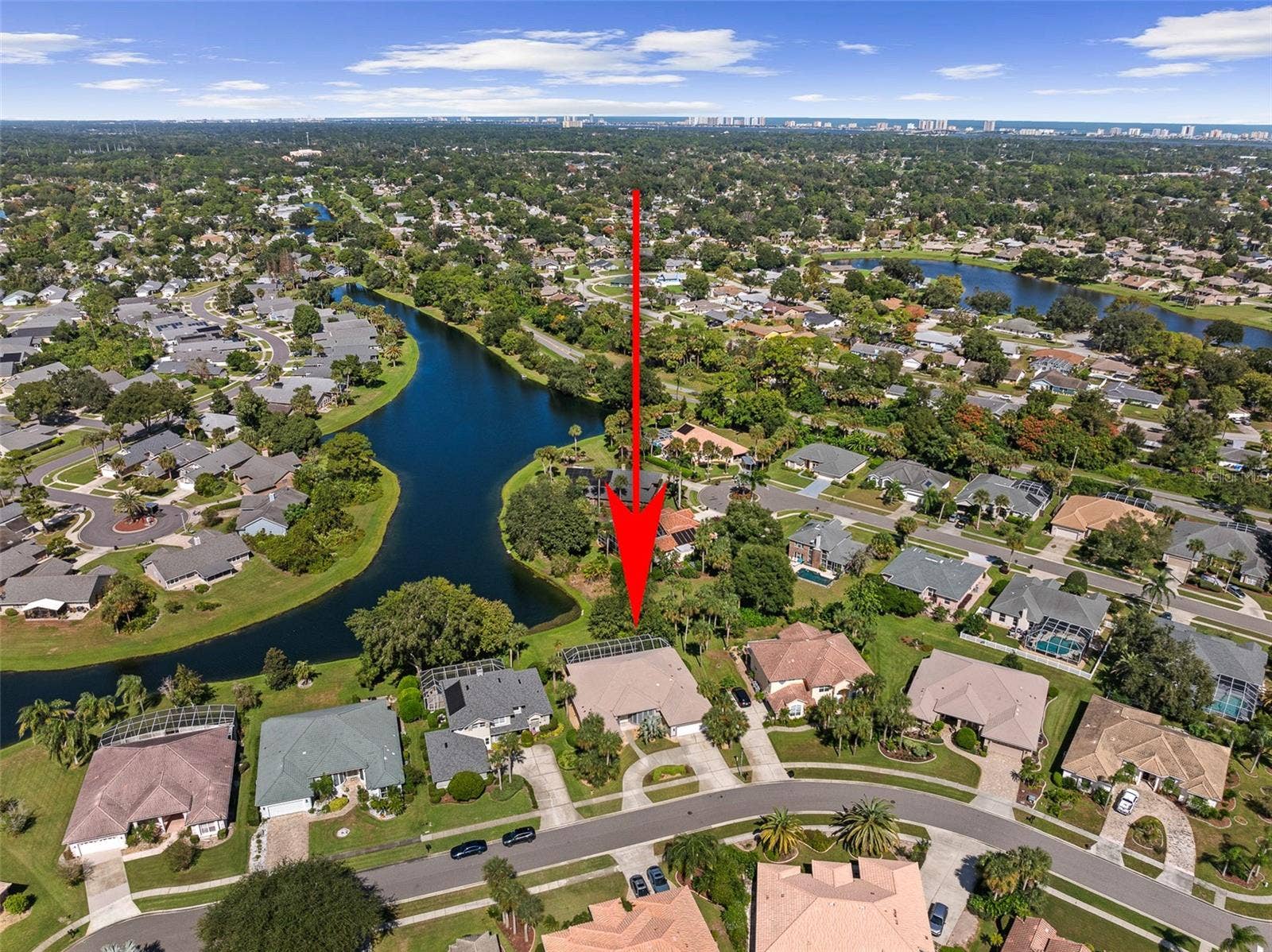 993 MORI COURT, Port Orange, FL 32127 Drone View w/ Arrow