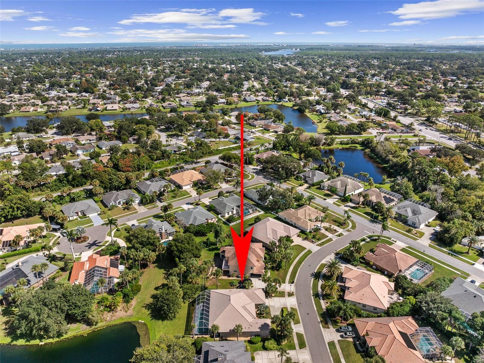 993 MORI COURT, Port Orange, FL 32127 Drone View w/ Arrow