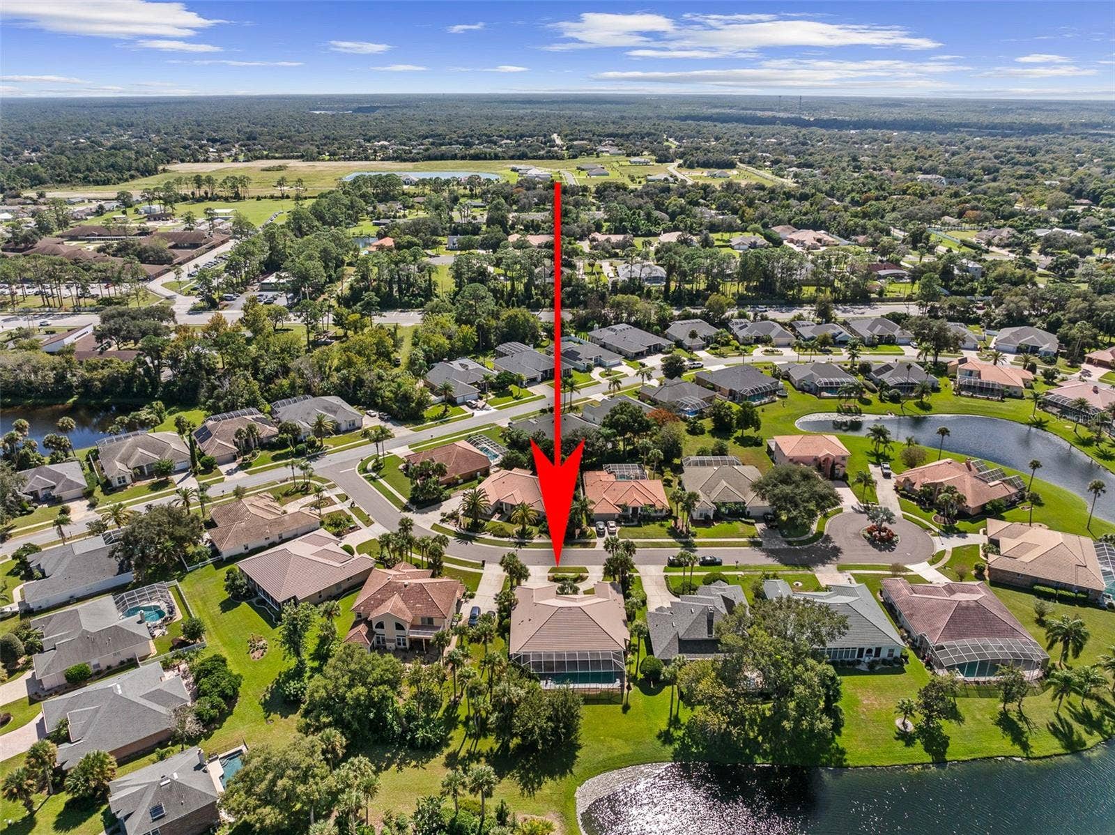993 MORI COURT, Port Orange, FL 32127 Drone View w/ Arrow